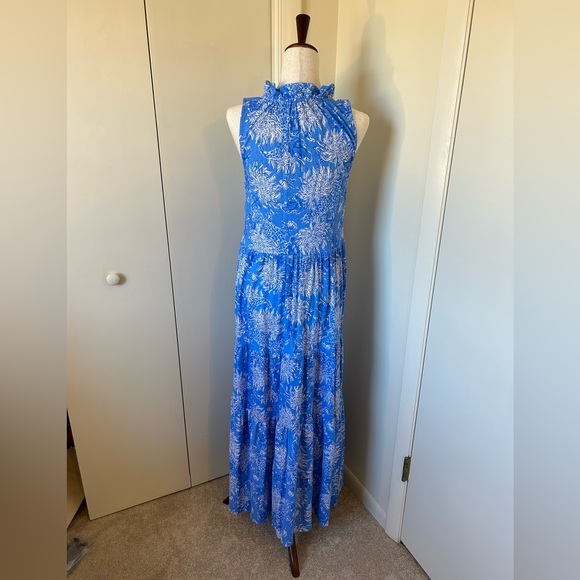 Lilly Pulitzer SIZE S NWOT Malone Croc and Loc It Blue & White Floral MAXI Dress - Picture 4 of 7